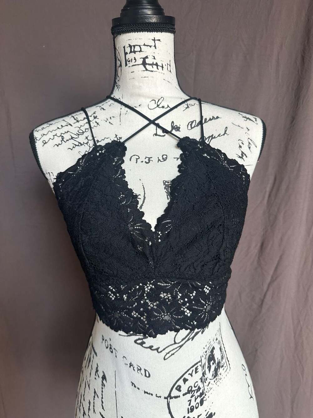 Victoria's Secret PINK Black Lace Strappy Back Bralette